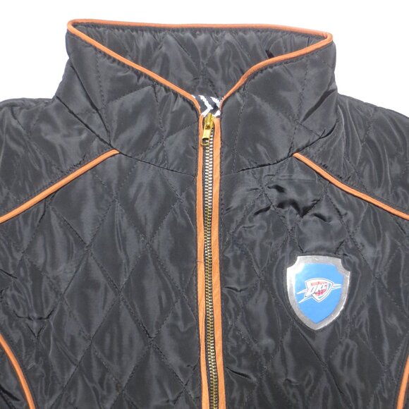 GAMEDAY womens VEST puffer BLACK gold OKLAHOMA CITY THUNDER SIZE XL - Picture 8 of 10